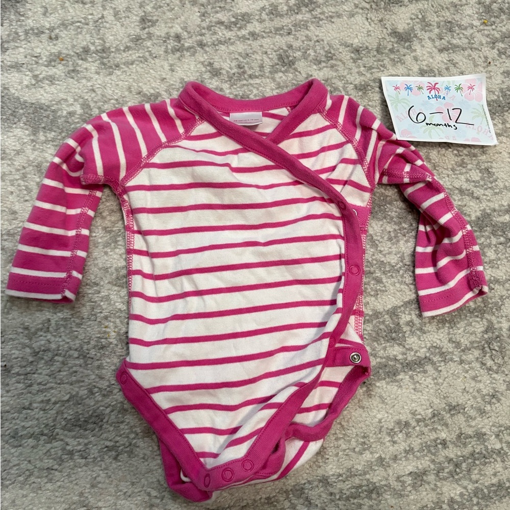 Hanna Andersson Fuchsia and White Striped Bodysuit
